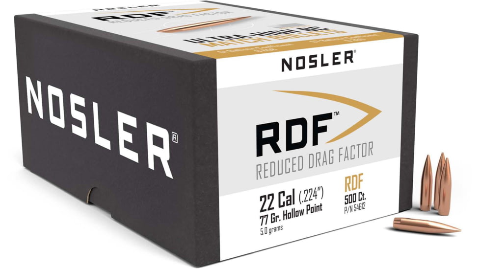 Nosler 54601 RDF 22 Caliber .224 85 GR Hollow Point Boat Tail HPBT 500 Box