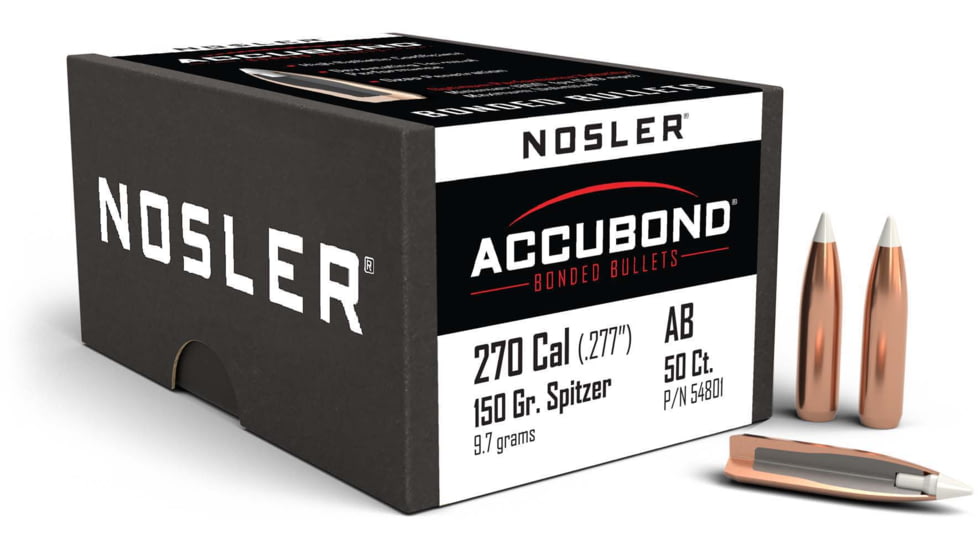 USED Nosler 54801 AccuBond 270 Caliber 150 GR Spitzer Point 50 Box, EDEMO2, Used, Condition Like New, Inspect and Rebox