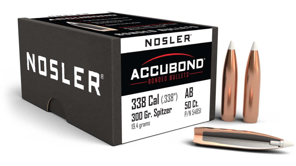 Nosler 54851 AccuBond 338 Caliber .338 300 GR Spitzer Point 50 Box