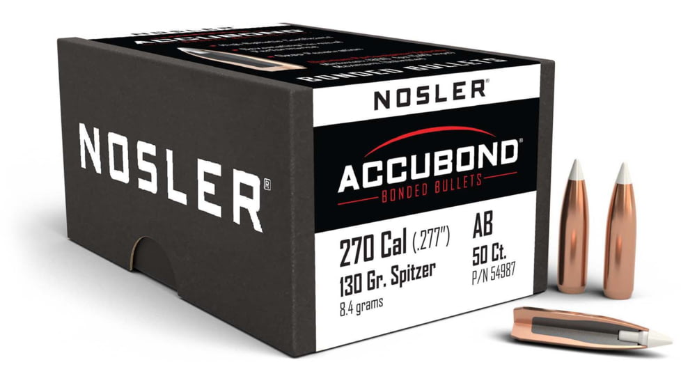 Nosler 54987 AccuBond 270 Caliber .277 130 GR Spitzer Point 50 Box
