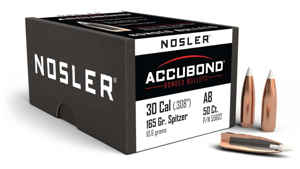 Nosler 55602 AccuBond 30 Caliber .308 165 GR Spitzer Point 50 Box