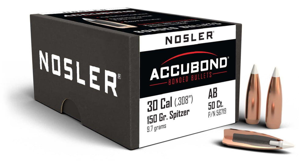 Nosler 56719 AccuBond 30 Caliber .308 150 GR Spitzer Point 50 Box