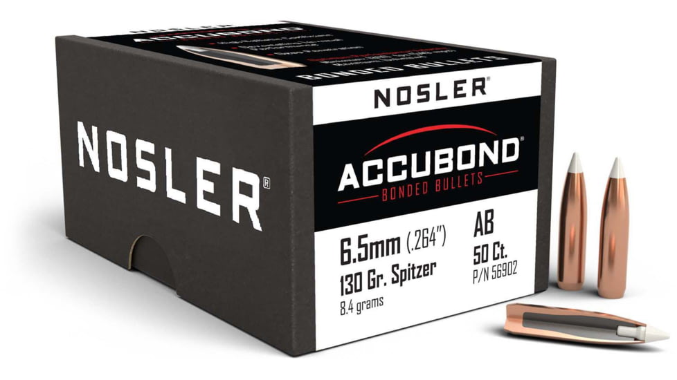 Nosler 56902 AccuBond 6.5mm .264 130 GR Spitzer Point 50 Box