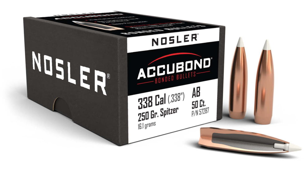Nosler 57287 AccuBond 338 Caliber .338 250 GR Spitzer Point 50 Box