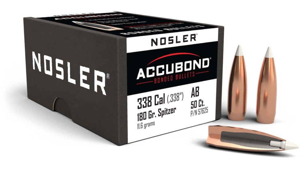 Nosler 57625 AccuBond 338 Caliber .338 180 GR Spitzer Point 50 Box