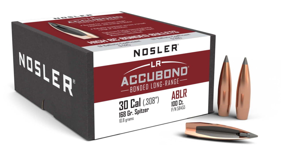 Nosler 58455 AccuBond Long Range 30 Caliber .308 168 GR Spitzer Point 100 Box