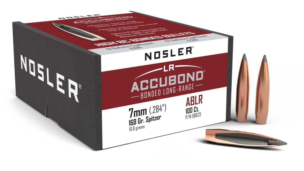 Nosler 58623 AccuBond Long Range 7mm .284 168 GR Spitzer Point 100 Box