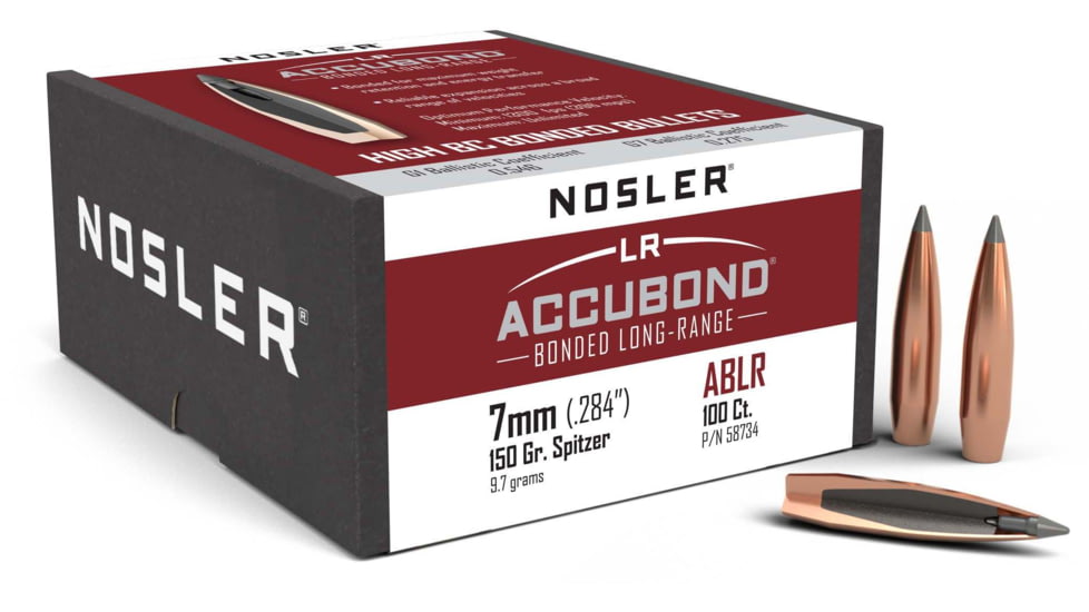 Nosler 58734 AccuBond Long Range 7mm .284 150 GR Spitzer Point 100 Box