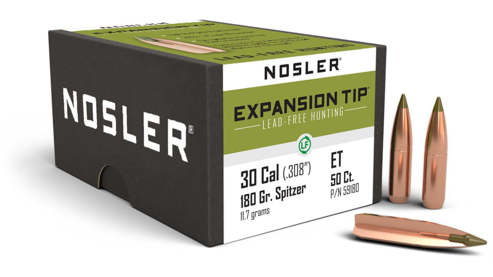 Nosler 59180 E-Tip 30 Caliber .308 180 GR Spitzer 50 Box