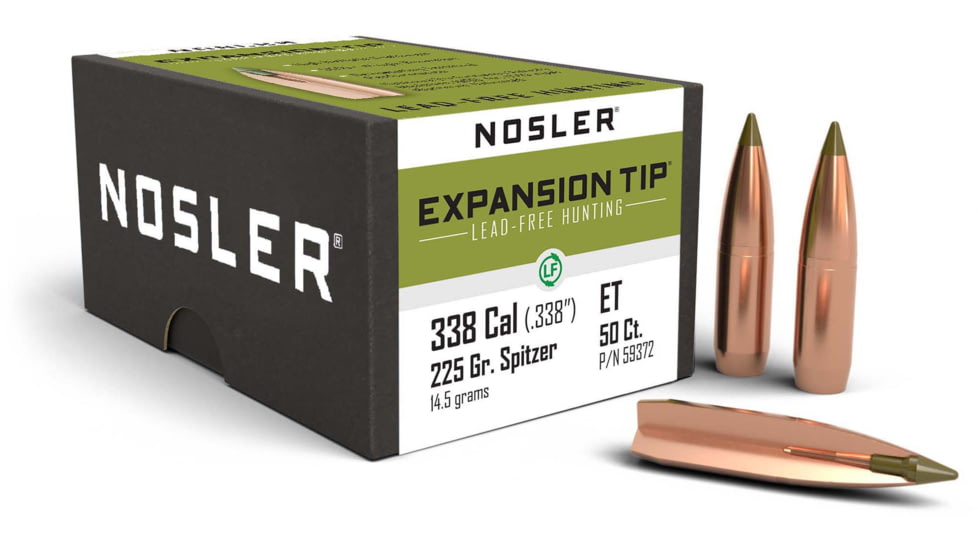 Nosler 59372 E-Tip 338 Caliber .338 225 GR Spitzer 50 Box