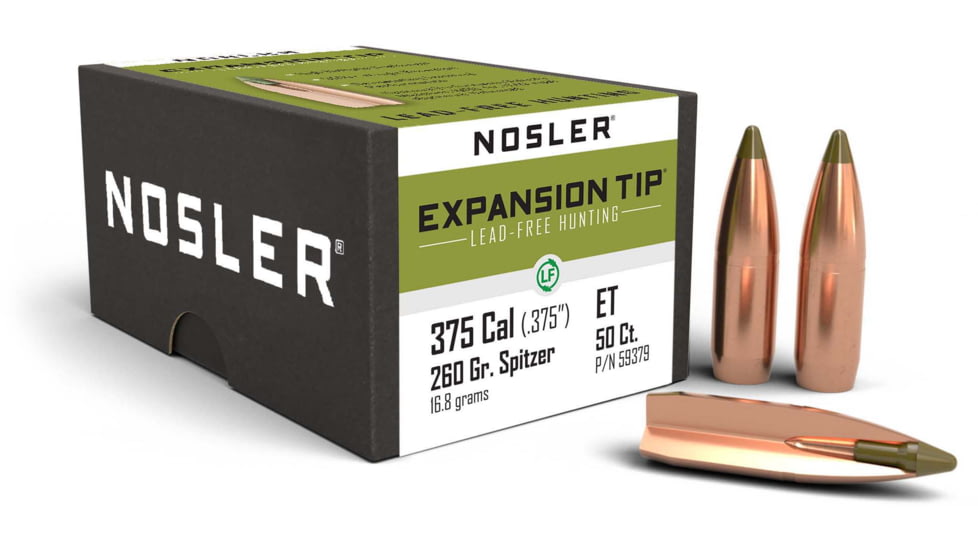 Nosler 59379 E-Tip Lead Free 357 Cal 260 GR Spitzer Boat Tail SBT 50 Box