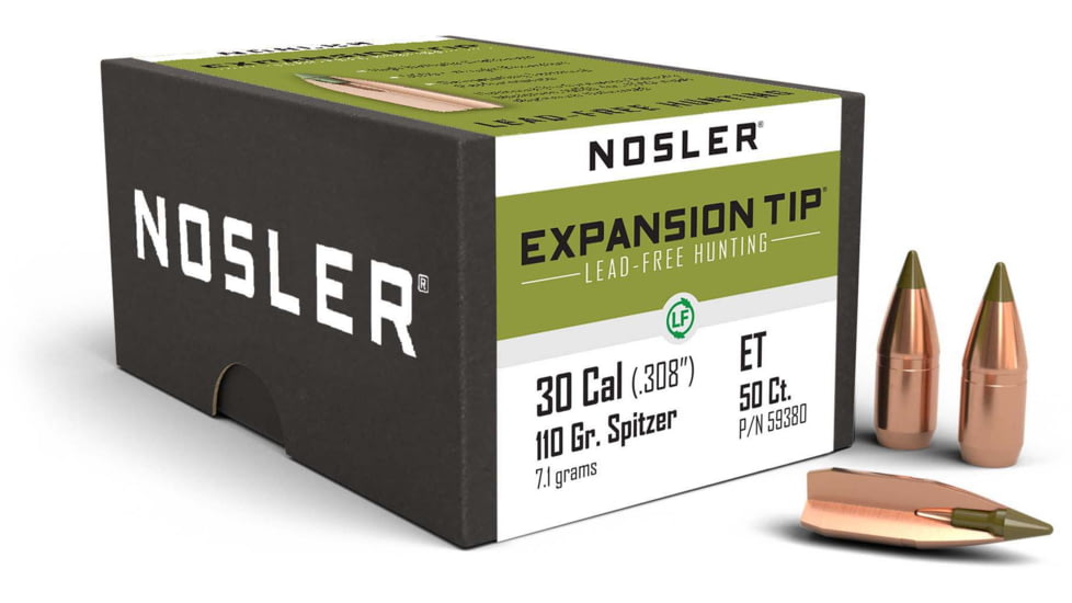 Nosler 59380 E-Tip 30 Caliber .308 110 GR Spitzer 50 Box