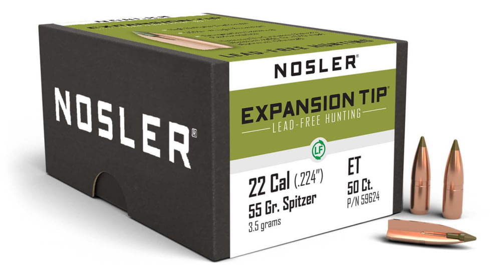 Nosler 59624 E-Tip 22 Caliber .224 55 GR Spitzer 50 Box