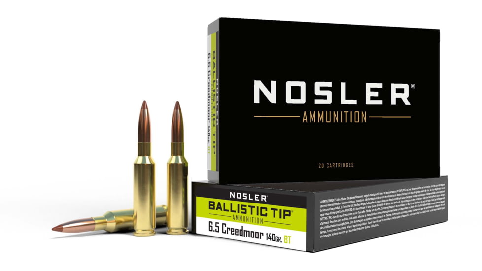 Nosler 6.5mm Creedmoor 140 Grain Ballistic Tip Brass Cased Centerfire Rifle Ammo, 20 Rounds, 40064