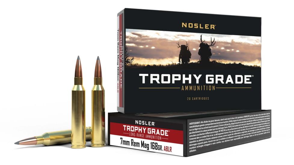 Nosler 7mm Remington Magnum, Long Range AccuBond , 168 grain, Brass Cased, 20 Rounds, 60108