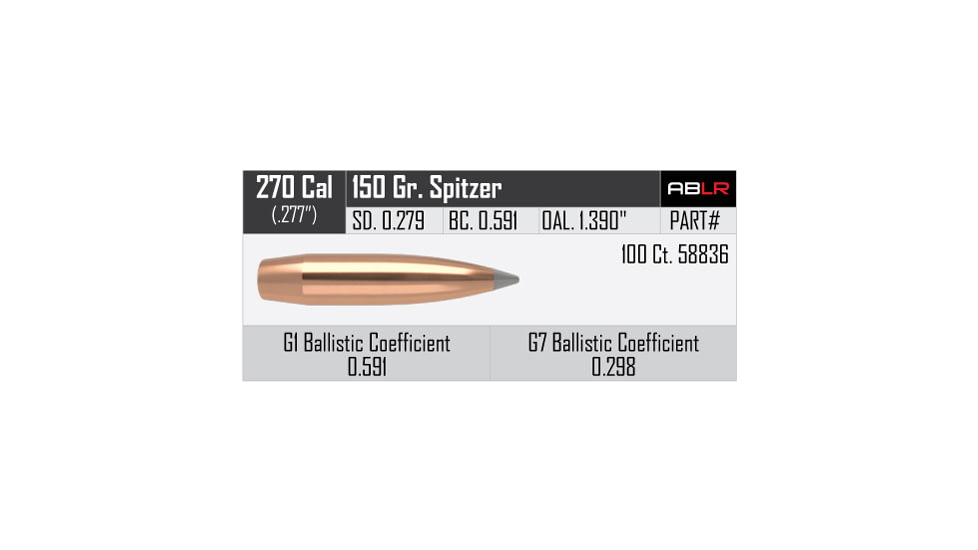 Nosler AccuBond Long Range Rifle Bullet .270 Caliber 150gr, 100ct, 58836