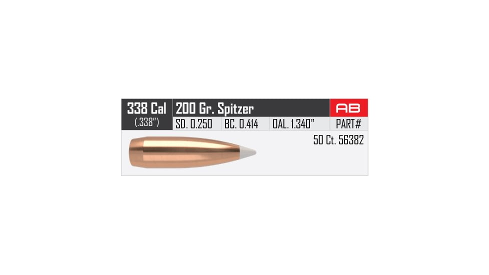 Nosler AccuBond Rifle Bullet .338 Caliber 200gr, 50ct, 56382