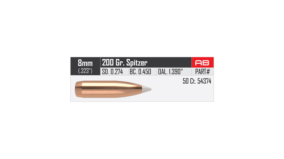Nosler AccuBond Rifle Bullet 8mm 200gr, 50ct, 54374