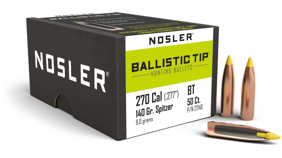 Nosler Ballistic Tip Hunting Rifle Bullet .270 Caliber 140gr, 50ct, 27140