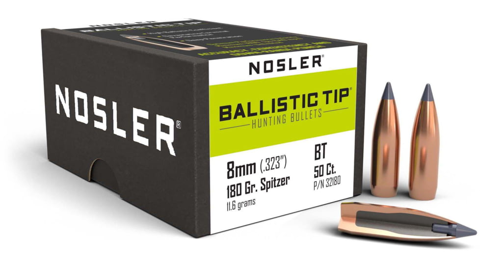 Nosler Ballistic Tip Hunting Rifle Bullet 8mm 180gr, 50ct, 32180