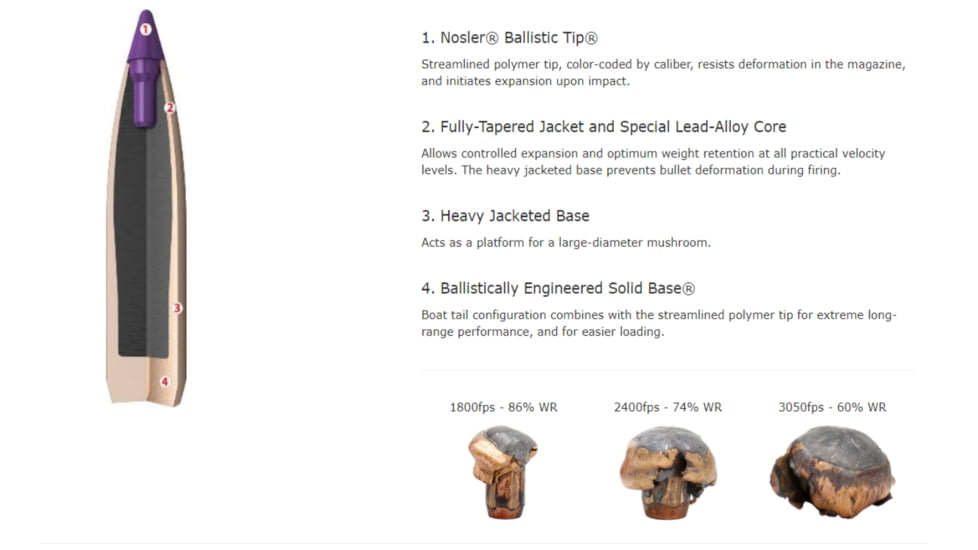 Nosler Ballistic Tip Hunting Rifle Bullet 8mm 180gr, 50ct, 32180