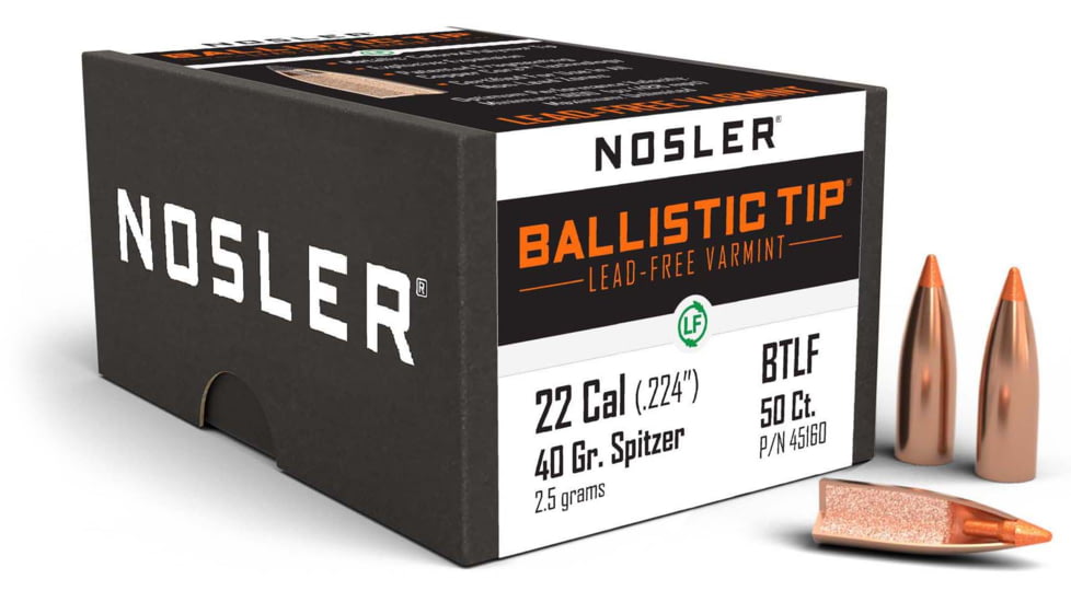 Nosler Ballistic Tip Lead Free Varmint Rifle Bullet .22 Caliber 40gr, 100ct, 45160