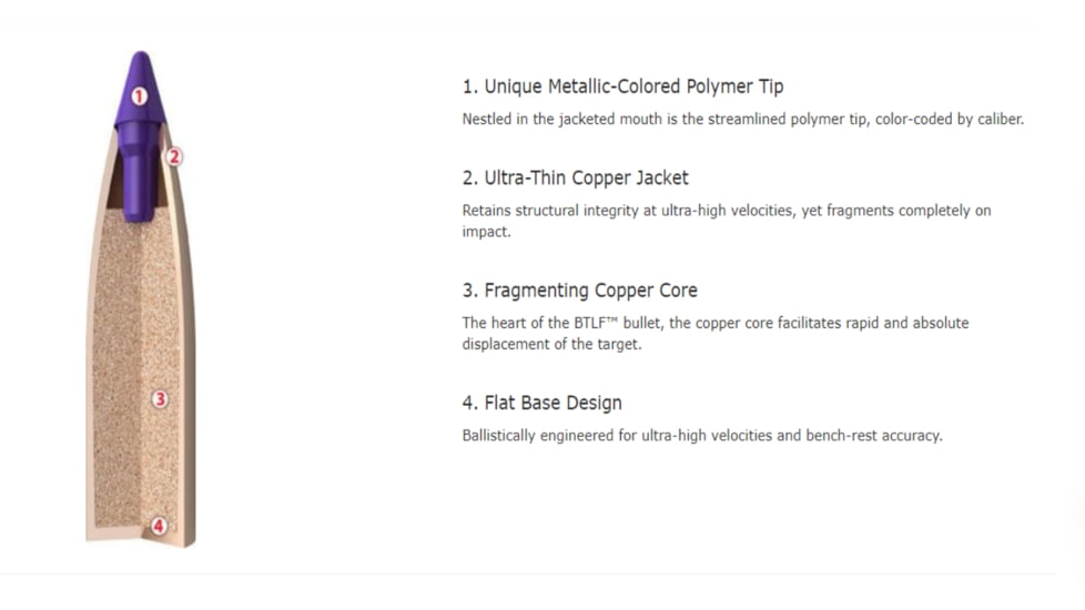 Nosler Ballistic Tip Lead Free Varmint Rifle Bullet .22 Caliber 40gr, 100ct, 45160