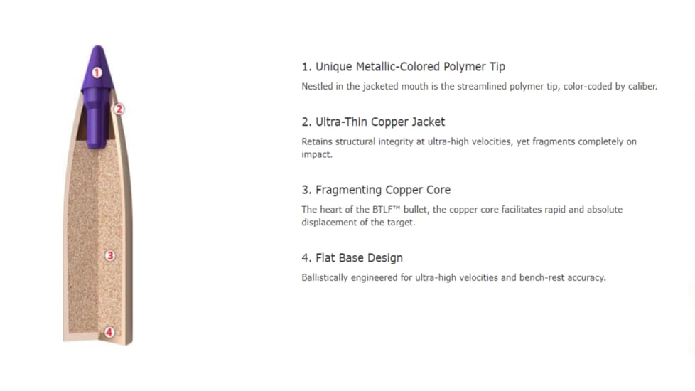 Nosler Ballistic Tip Lead Free Varmint Rifle Bullet 6mm 55gr, 100ct, 45170