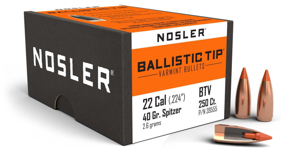 Nosler Ballistic Tip Varmint Rifle Bullet .22 Caliber 40gr, 250ct, 39555