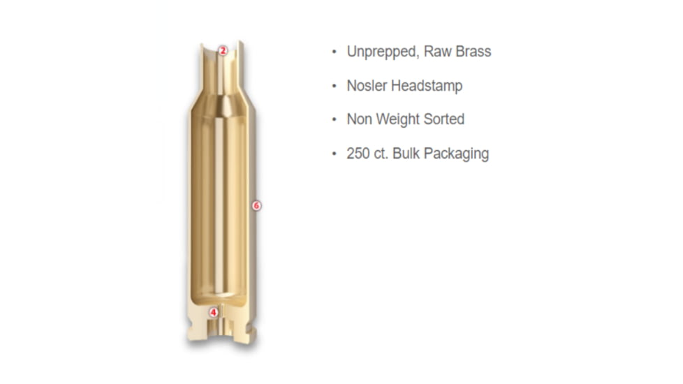 Nosler Bulk Rifle Brass .22 Nosler, 250ct, 10068