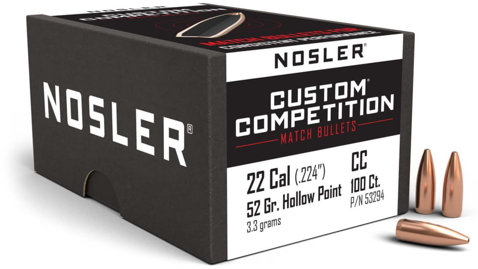 Nosler Custom Competition Rifle Bullet .22 Caliber 52gr HPBT, 100ct, 53294