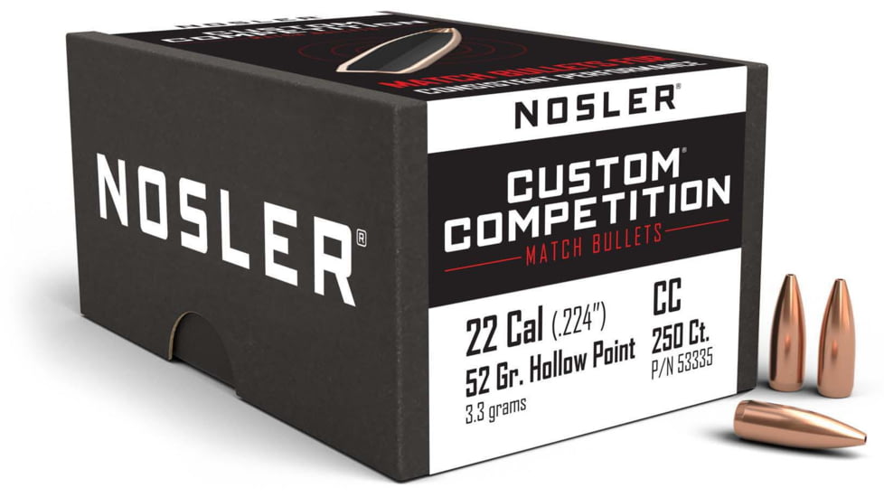 Nosler Custom Competition Rifle Bullet .22 Caliber 52gr HPBT, 250ct, 53335