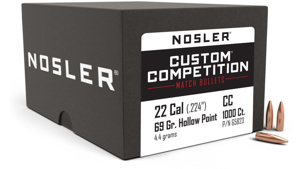 Nosler Custom Competition Rifle Bullet .22 Caliber 69 Grain HPBT, 1000ct, 65823