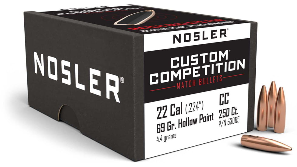 Nosler Custom Competition Rifle Bullet .22 Caliber 69gr HPBT, 250ct, 53065