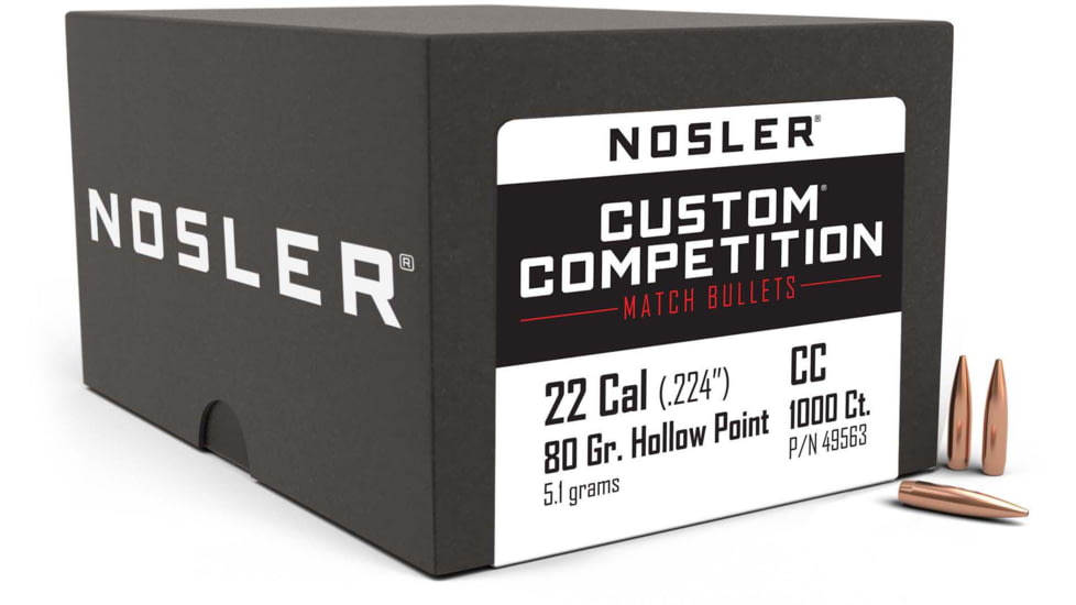 Nosler Custom Competition Rifle Bullet .22 Caliber 80gr HPBT, 1000ct, 49563