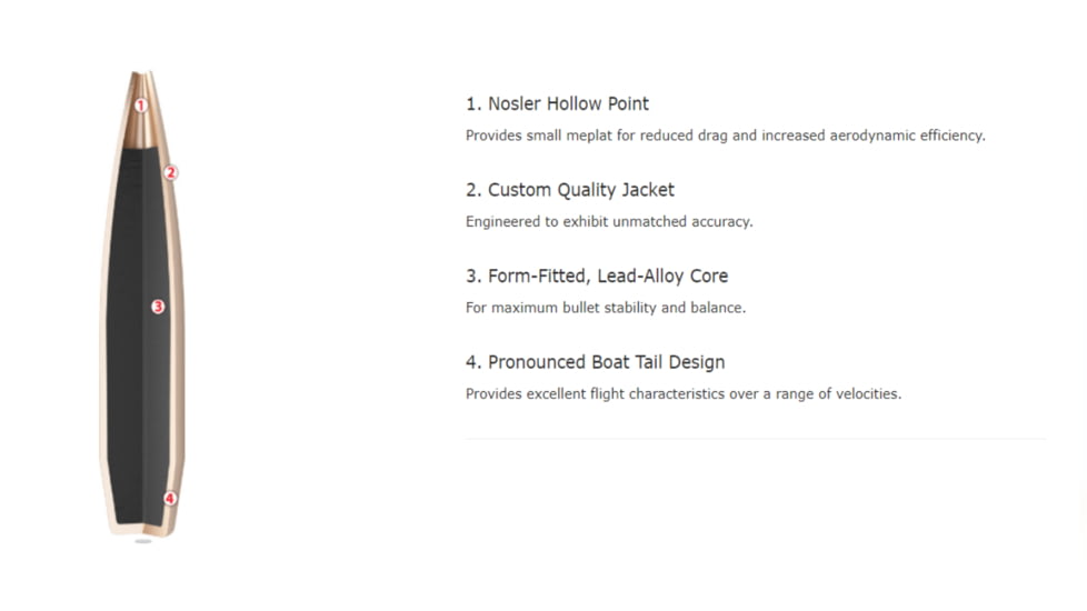 Nosler Custom Competition Rifle Bullet .30 Caliber 155gr HPBT, 1000ct, 45369