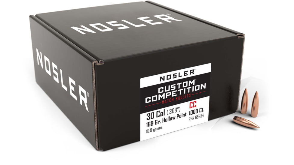 Nosler Custom Competition Rifle Bullet .30 Caliber 168gr HPBT, 1000ct, 65934