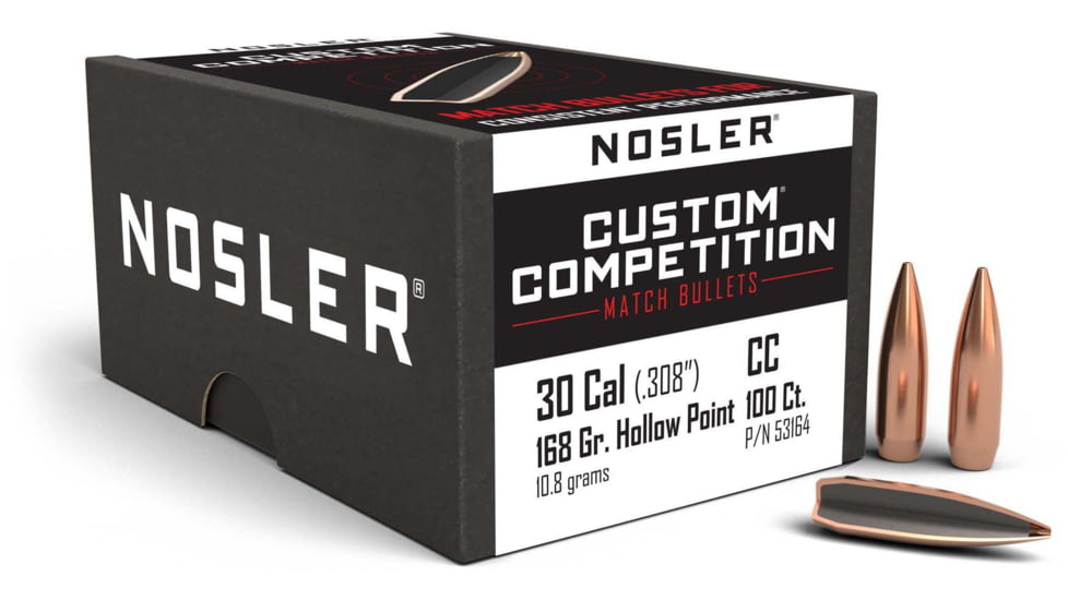 Nosler Custom Competition Rifle Bullet .30 Caliber 168gr HPBT, 100ct, 53164