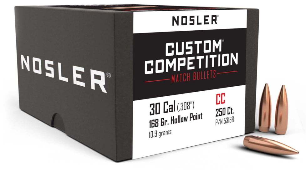 Nosler Custom Competition Rifle Bullet .30 Caliber 168gr HPBT, 250ct, 53168
