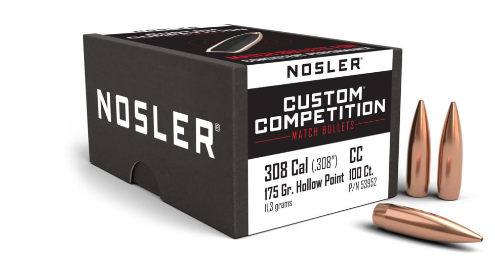 Nosler Custom Competition Rifle Bullet .30 Caliber 175gr HPBT, 100ct, 53952
