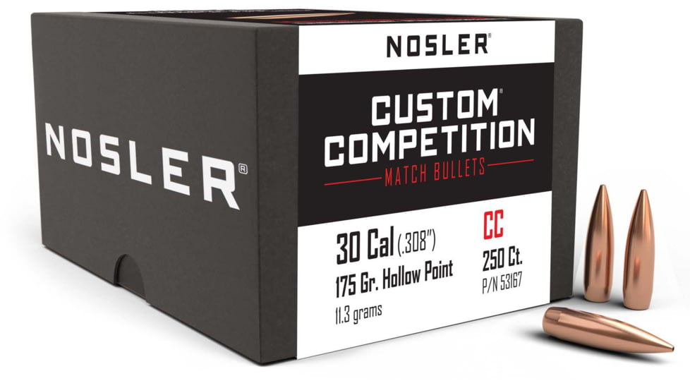 Nosler Custom Competition Rifle Bullet .30 Caliber 175gr HPBT, 250ct, 53167