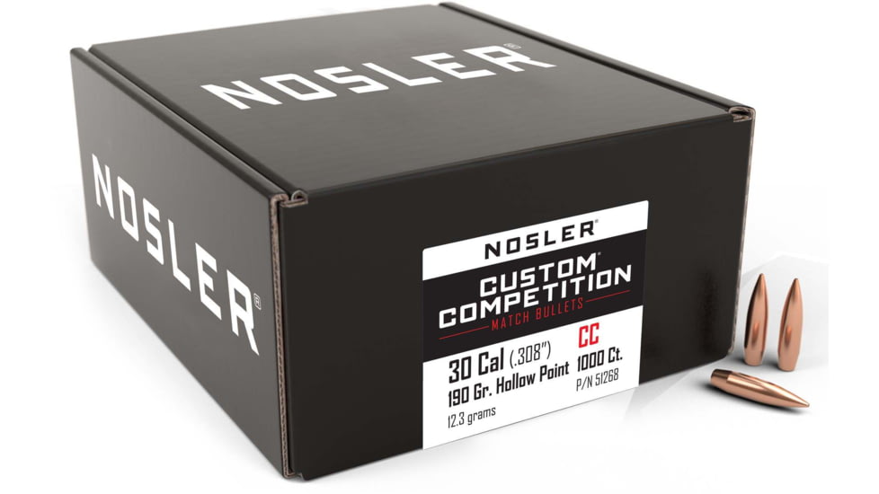 Nosler Custom Competition Rifle Bullet .30 Caliber 190gr HPBT, 1000ct, 51268