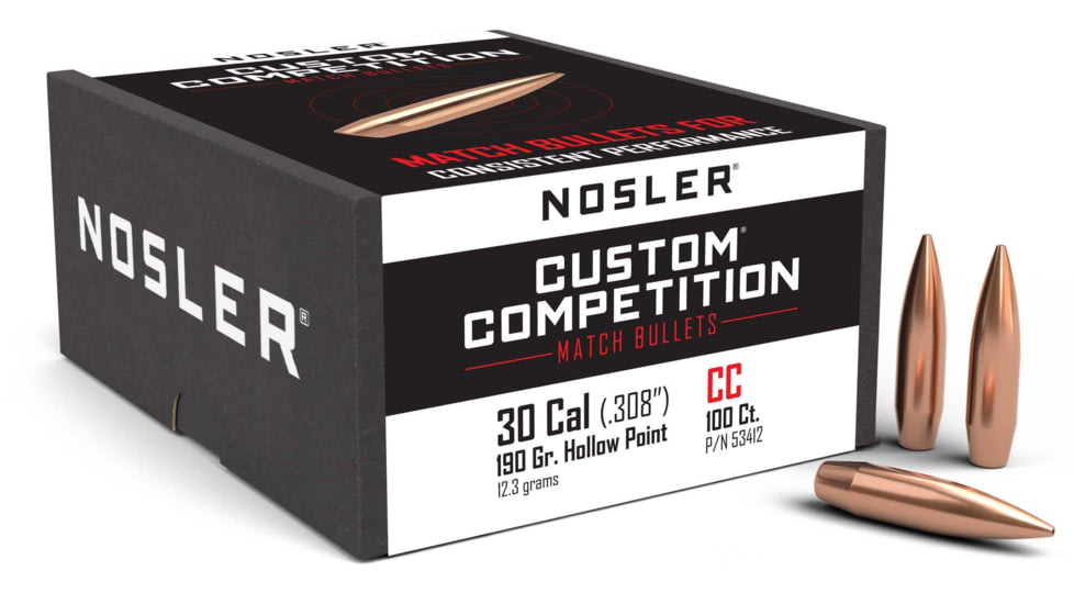 Nosler Custom Competition Rifle Bullet .30 Caliber 190gr HPBT, 100ct, 53412