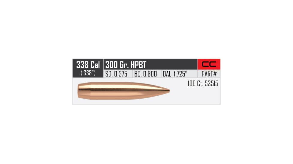 Nosler Custom Competition Rifle Bullet .338 Caliber 300gr HPBT, 100ct, 53515
