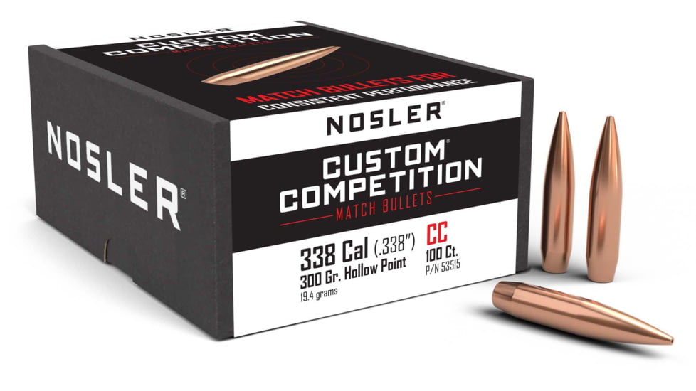Nosler Custom Competition Rifle Bullet .338 Caliber 300gr HPBT, 100ct, 53515