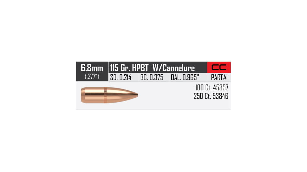Nosler Custom Competition Rifle Bullet 6.8mm 115gr HPBT, 100ct, 45357
