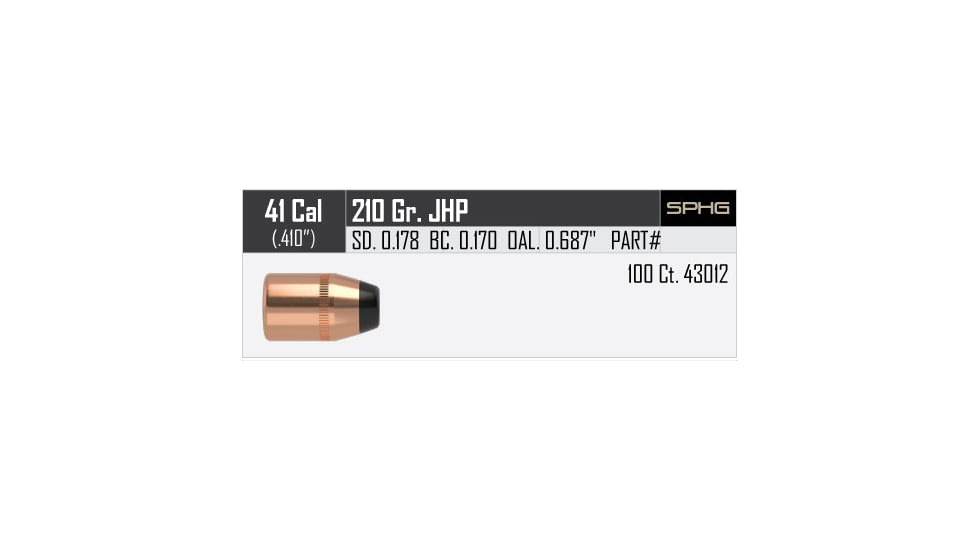 Nosler HandGun Pistol Bullet .41 Caliber 210gr JHP, 100ct, 43012