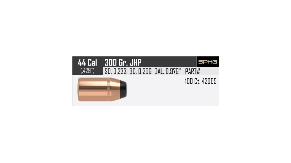 Nosler HandGun Pistol Bullet .44 Caliber 300gr JHP, 100ct, 42069