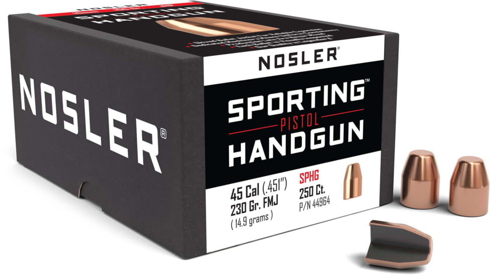 Nosler HandGun Pistol Bullet .45 Caliber 230gr FMJ, 250ct, 44964