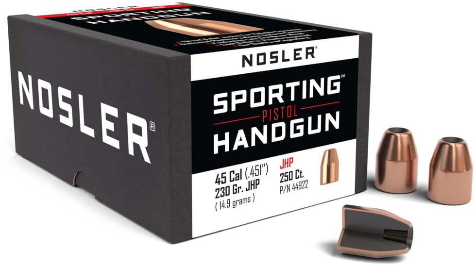 Nosler HandGun Pistol Bullet .45 Caliber 230gr JHP, 250ct, 44922